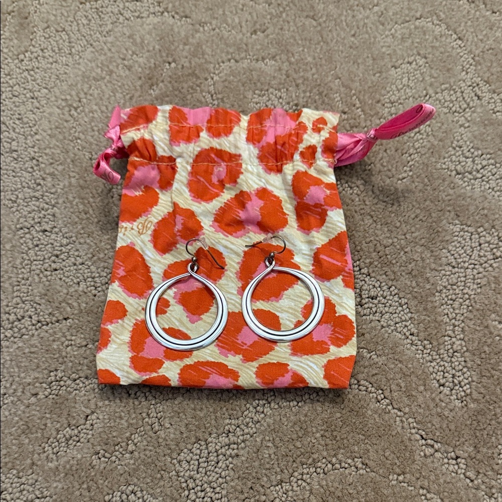 Brighton Silver and Orange Hoop Earrings